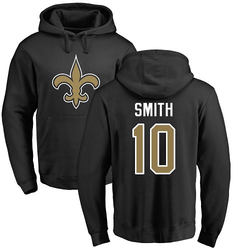 Men New Orleans Saints Black Tre Quan Smith Name and Number Logo NFL Football #10 Pullover Hoodie Sweatshirts->nfl t-shirts->Sports Accessory